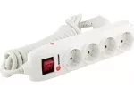 Удлинитель бытовой с заземлением, выключателем и шторками, 3*1,5мм*3м, 4 розетки, 16A, STERN 95746 купить в Когалыме