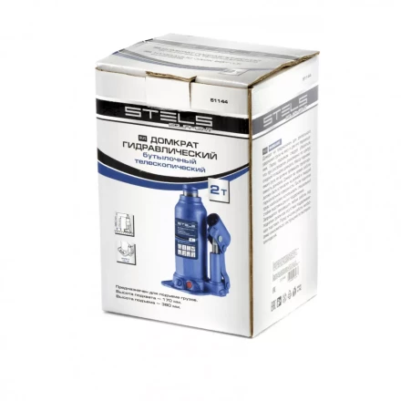 Домкрат гидравлический бутылочный телескопический 2 т подъем 170-380 мм Stels 51144 купить в Когалыме