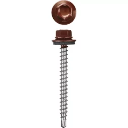 Саморезы СКМ кровельные, RAL 3005 темно-красный, 25 x 5.5 мм, 420 шт, для металлических конструкций, STAYER 30305-55-025-3005