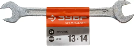 Ключ рожковый гаечный ЗУБР "СТАНДАРТ", оцинкованный, 13х14мм 27115-13-14 купить в Когалыме