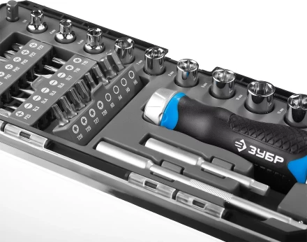 Набор ЗУБР "ПРОФЕССИОНАЛ": Отвертка реверсив с двухкомп рукоят, насадки, CrMo, рукоят с отсеком для хранения бит, 38 предметов 25352-H38 купить в Когалыме