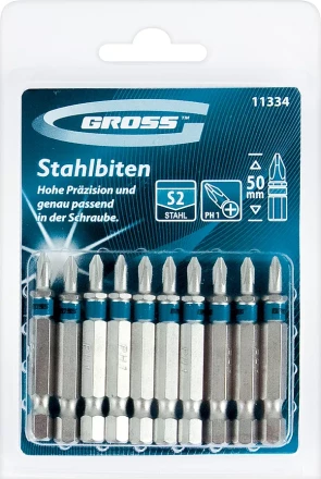 Набор бит РН3х50, сталь S2, 10шт GROSS 11336 купить в Когалыме