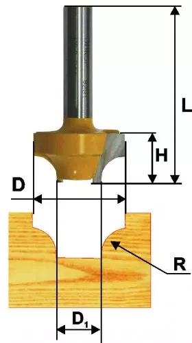 Фреза пазовая фасонная Ф31,8Х15,5 мм R9,5 мм хвостовик 8 мм Энкор 46117
