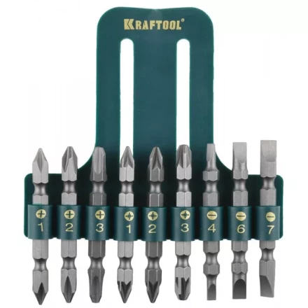 Набор KRAFTOOL Биты двухсторонние, в пласт. держателе, Cr-V, 9 предметов 26060-H10 купить в Когалыме