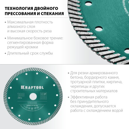 Диск алмазный отрезной для УШМ TURBO 36682-180 купить в Когалыме