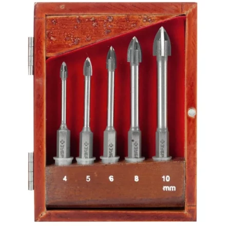 Набор ЗУБР "ПРОФЕССИОНАЛ": Сверла по кафелю, керамике, с четырьмя режущими лезвиями 4, 5, 6, 8, 10мм, 5шт 29845-H5_z01 купить в Когалыме