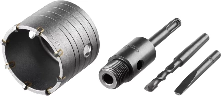 Коронка ЗУБР буровая, коническая посадка центрирующего сверла, SDS-Plus хвостовик, в сборе, 68мм 2918-68_z01 купить в Когалыме