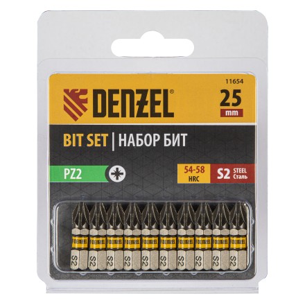 Бита PZ2х25, сталь S2, шестигранный профиль, 10 шт. Е 6,3 Denzel 11654 купить в Когалыме