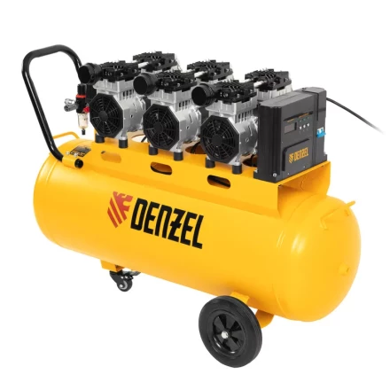 Компрессор безмасляный, малошумный  DLS 2250/100, 2250 Вт, 3x750, 100 л, 410 л/мин блок управления/ Denzel 58029 купить в Когалыме