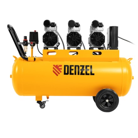 Компрессор безмасляный, малошумный  DLS 2250/100, 2250 Вт, 3x750, 100 л, 410 л/мин блок управления/ Denzel 58029 купить в Когалыме
