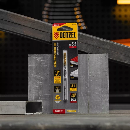 Сверло спиральное по металлу Denzel 5,5 x 93 мм, Р6М5, Golden Tip 718234 купить в Когалыме