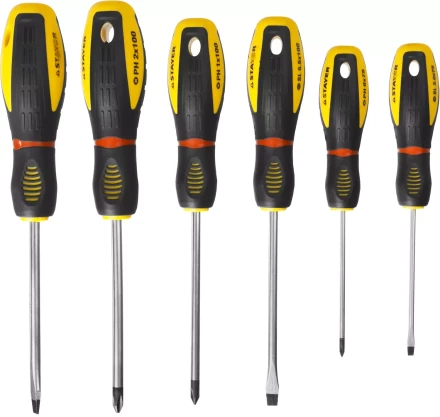 Набор STAYER "PROFESSIONAL" "PROTech": Отвертки, Cr-Mo, эргономичная двухкомпонентная рукоятка, 6шт 25133-H6_z02 купить в Когалыме