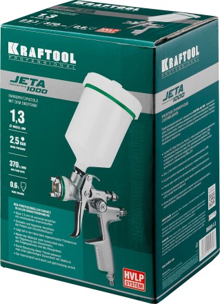 Краскопульт пневматический KRAFTOOL &quot;PRO&quot; Jeta 1000, HVLP, c верхним бачком, 1,3мм 06559-1.3 купить в Когалыме