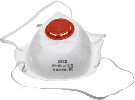 Полумаска фильтрующая DEXX противоаэрозольная, многослойная, коническая с клапаном FFP1 11104 купить в Когалыме