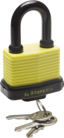 Замок STAYER &quot;MASTER&quot; навесной, всепогодный, пластиковая защита корпуса, с закаленной дужкой,на карточке, 60мм 37140-50 купить в Когалыме