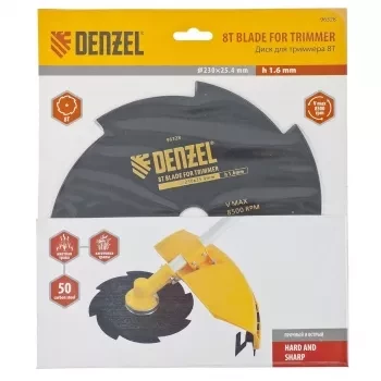 Диск для триммера 230 х 25,4 толщина 1,6 мм 8 лезвий DENZEL 96328 купить в Когалыме