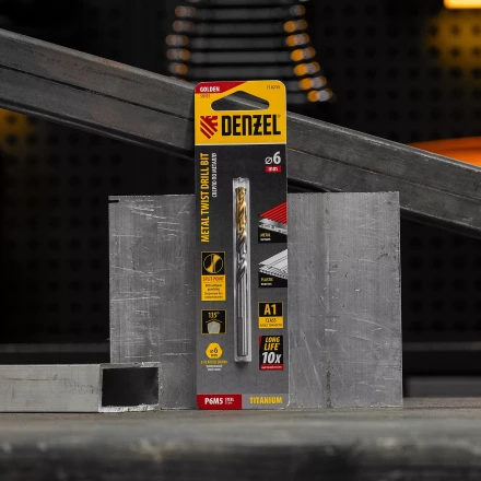 Сверло спиральное по металлу Denzel 6 x 93 мм, Р6М5, Golden Tip, 718235 купить в Когалыме