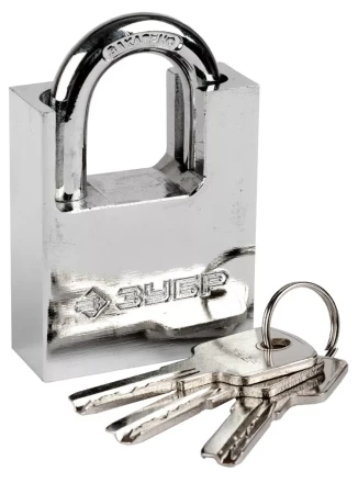 Замок ЗУБР "ЭКСПЕРТ" навесной, стальной корпус, закаленная дужка, с дополнительной защитой, 50мм 37223-50 купить в Когалыме