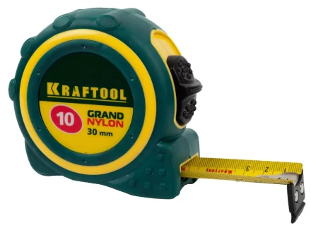 Рулетка KRAFTOOL "GRAND", двухкомпонентный корпус, двусторонняя шкала, нейлоновое покрытие, 10мх30мм 3412-10_z01 купить в Когалыме