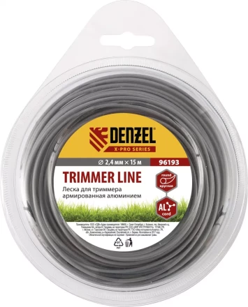 Леска для триммера армированная алюминием X-Pro круглая 2,4мм х 15м блистер Россия Denzel 96193 купить в Когалыме