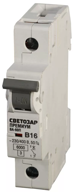 Выключатель автоматический СВЕТОЗАР "ПРЕМИУМ" 1-полюсный, 6 A, "B", откл. сп. 6 кА, 230 / 400 В SV-49011-06-B купить в Когалыме