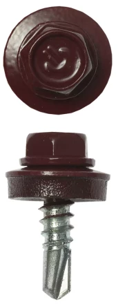 Саморезы ЗУБР "ПРОФЕССИОНАЛ" окраш., RAL 3005 темно-красн., для крепл. кров. матер. к металл. констр., 5.5x19мм, 2500шт 4-300310-55-019-3005 купить в Когалыме