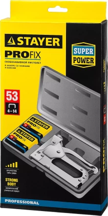 Степлер "Pro 53" для скоб тип 53 (4-14 мм), в кейсе, STAYER Professional 3150-H4_z01 купить в Когалыме
