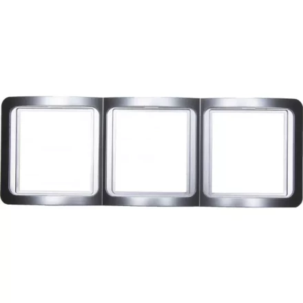 Панель СВЕТОЗАР "ГАММА" накладная, вертикальная, цвет светло-серый металлик, 3 гнезда SV-54149-SM купить в Когалыме