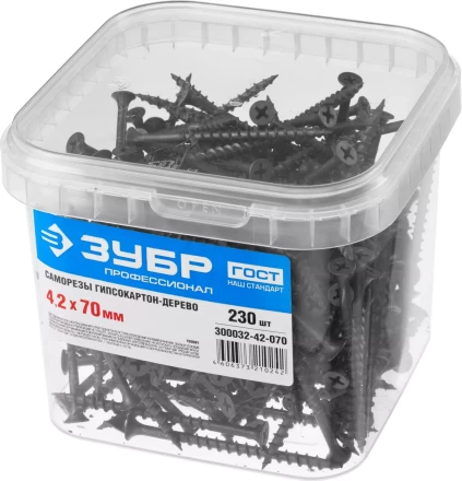 Саморезы фосфатированные с крупной резьбой, гипсокартон-дерево, ЗУБР 300032-42-070, PH2, 4,2 x 70 мм, 230 шт 300032-42-070 купить в Когалыме