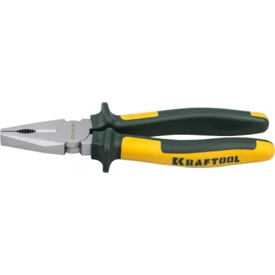Плоскогубцы KRAFTOOL"KRAFT-MAX"комб,Cr-Mo,маслобензост двухкомп рукоятки,шарнирное соединение с повыш износост,180мм 22011-1-18