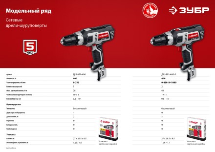 Дрель-шуруповерт сетевая ДШ-М1-400-2 серия МАСТЕР купить в Когалыме