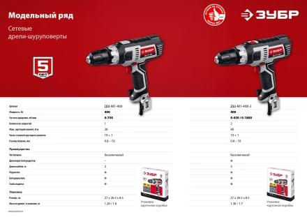 Дрель-шуруповерт сетевая ДШ-М1-400-2 серия МАСТЕР купить в Когалыме
