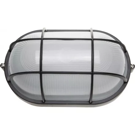 Светильник уличный СВЕТОЗАР влагозащищенный с решеткой, овал, цвет черный, 100Вт SV-57207-B купить в Когалыме