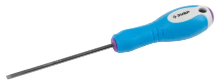 Отвертка ЗУБР, Cr-V сталь, трехкомпонентная рукоятка, цветовая индикация типа шлица, SL, 4,0x100мм 25251-4.0-100 купить в Когалыме