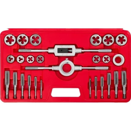 Набор ЗУБР "МАСТЕР" с металлорежущим инстр., метчики однопроходные и плашки М5-М16, оснастка - в пластик. боксе, 27пред. 28123-H27 купить в Когалыме