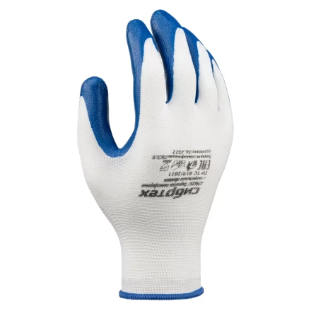 Перчатки полиэфирные с синим нитрильным покрытием, размер 9, 13 класс вязки// Сибртех 678625 купить в Когалыме