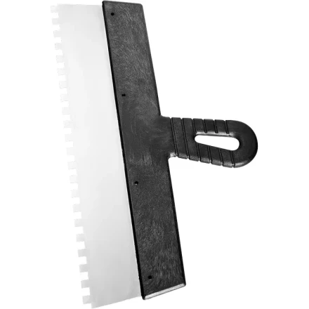 Шпатель из нержавеющей стали 350 мм зуб 10х10 мм пластмассовая ручка СИБРТЕХ 85507 купить в Когалыме