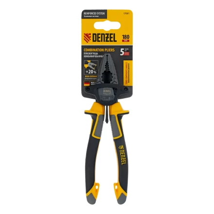Плоскогубцы комбинированные 180 мм Denzel 17081, трехкомпонентные рукоятки купить в Когалыме