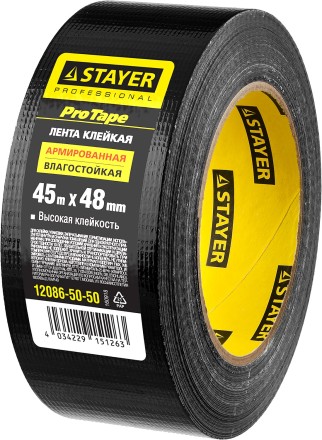 Армированная лента, STAYER Professional 12086-50-50, универсальная, влагостойкая, 48мм х 45м, черная 12086-50-50 купить в Когалыме