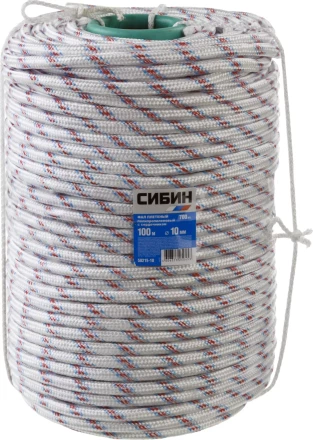 Фал плетёный полипропиленовый СИБИН 24-прядный с полипропиленовым сердечником, диаметр 10 мм, бухта 100 м, 700 кгс 50215-10 купить в Когалыме