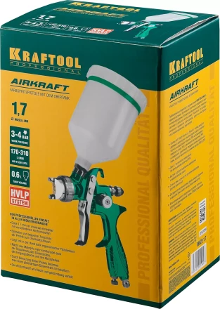 Краскопульт пневматический KRAFTOOL AirKraft, HVLP, с верхним бачком, 1,7мм 06522-1.7 купить в Когалыме