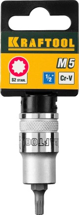 Торцовая бита-головка KRAFTOOL &quot;INDUSTRIE QUALITAT&quot;, материал S2, SPLINE, сатинированная, 1/2&quot;, M5 27911-05_z01 купить в Когалыме
