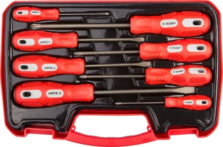 Набор отверток ЗУБР "МАСТЕР", хром-ванадиевая сталь, эргономичная двухкомпонентная рукоятка, 8шт 25235-H8 купить в Когалыме