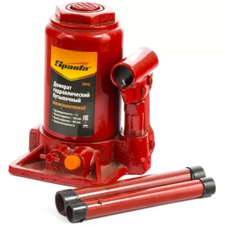 Домкрат гидравлический бутылочный телескопический 3 т h подъема 160–405мм SPARTA 50342 купить в Когалыме