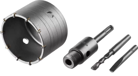 Коронка ЗУБР буровая, коническая посадка центрирующего сверла, SDS-Plus хвостовик, в сборе, 80мм 2918-80_z01 купить в Когалыме