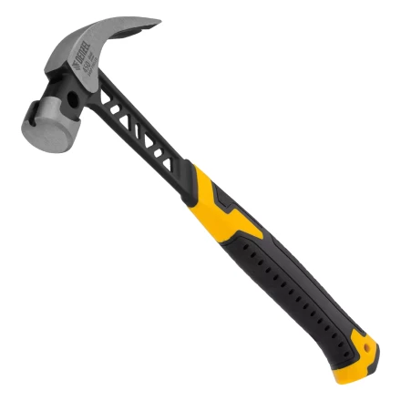 Молоток-гвоздодёр Denzel 10466, 450 г, цельнокованый,боек с магнитом, двухкомп. обрезин. рук-ка купить в Когалыме