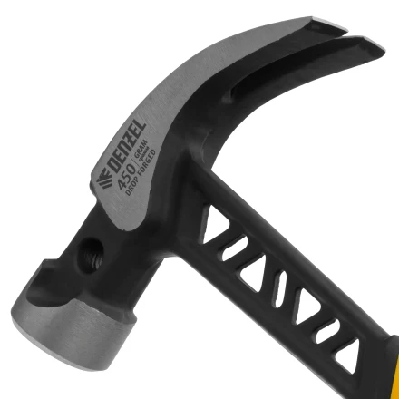 Молоток-гвоздодёр Denzel 10466, 450 г, цельнокованый,боек с магнитом, двухкомп. обрезин. рук-ка купить в Когалыме