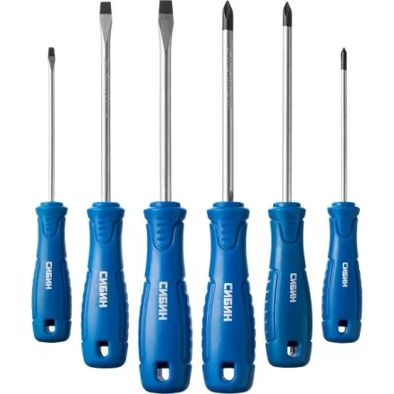 Набор: Отвертки СИБИН 25086 с закаленным стержнем, маслобензостойкая рукоятка, в блистере, 6 предметов 25086 купить в Когалыме