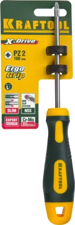 Отвертка KRAFTOOL, Cr-Mo-V сталь, двухкомпонентная противоскользящая рукоятка, PZ, №2x100мм 250073-2-100 купить в Когалыме