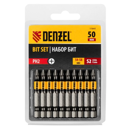 Бита PH2х50, сталь S2, цилиндр., 10 шт. Е 6,3 Denzel 11641 купить в Когалыме